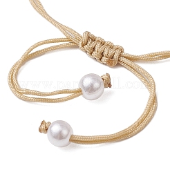 Braccialetti di perline intrecciate con perle sintetiche in plastica ABS regolabili per donna&nbsp;BJEW-JB11871-01