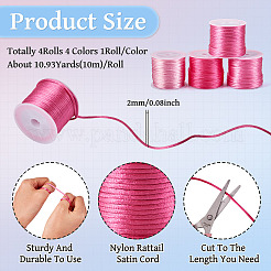 4 Rolle Nylon-Rattail-Satinschnur in 4 Farben&nbsp;NWIR-TA0001-44