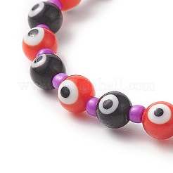 4 pièces 4 style halloween thème mauvais œil lampwork et ensemble de bracelets extensibles crâne turquoise synthétique&nbsp;BJEW-JB09273