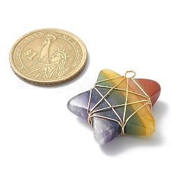 7 pendentifs enveloppés de fil de cuivre de pierre précieuse de chakra&nbsp;PALLOY-TA00050-01