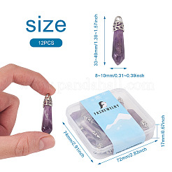 12 Stück Kugelanhänger aus natürlichem Amethyst mit Spitze&nbsp;G-FW0001-11