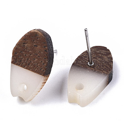Fornituras de aretes de resina opaca y madera de nogal&nbsp;MAK-N032-010A-B04