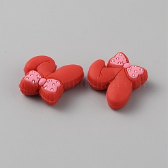 Kaninchen mit Schleife aus umweltfreundlichen Silikonperlen in Lebensmittelqualität&nbsp;LS-SIL-WH0018-008A