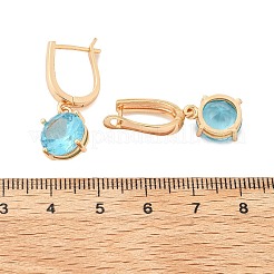 Pendientes de aro de latón con pavé de circonita cúbica redonda y plana para mujer&nbsp;EJEW-G428-22G