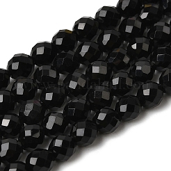 Brins de perles d'onyx noir naturel teintées et chauffées&nbsp;G-K376-F19-01