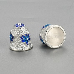 Coni di perline smaltate in lega placcata color argento&nbsp;PALLOY-P218-01S-RS
