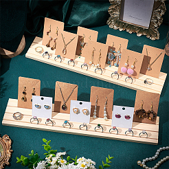 Supports de cartes d'affichage de boucles d'oreilles en bois à 3 emplacement&nbsp;LS-ODIS-WH0070-01