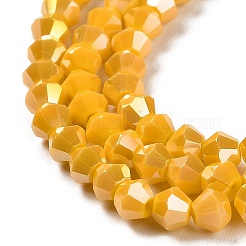Brins de perles de verre galvanisées de couleur unie opaque&nbsp;X1-GLAA-F029-P4mm-A04