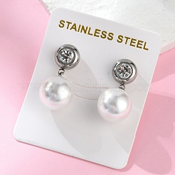 304 Edelstahl Kunststoff Perle Runde Ohrstecker&nbsp;EJEW-V008-01P