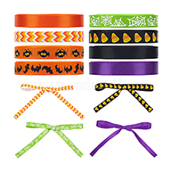 8 Rolle 8 Farben Halloween Polyester bedrucktes Ripsband&nbsp;OCOR-PH0004-26