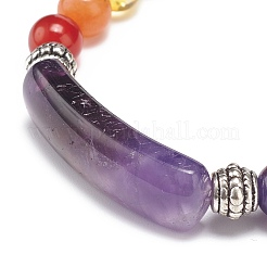 Braccialetto elasticizzato con perline rettangolari curve in pietre preziose miste naturali&nbsp;BJEW-JB08987