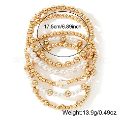 Sets aus elastischen Armbändern mit Imitationsperlen und runden Acrylperlen&nbsp;KE7812