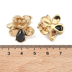 Orecchini a perno da donna in acciaio inossidabile 304 con zirconi cubici per San Valentino&nbsp;EJEW-F411-01G-01