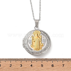 Colliers pendentifs médaillons en acier inoxydable 304 avec médaille de saint Benoît pour femmes&nbsp;NJEW-G187-02GP