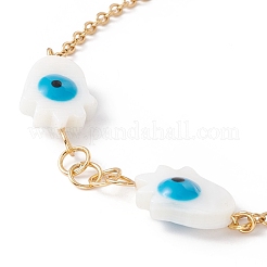 Bracciale in conchiglia sintetica mano di hamsa con malocchio con smalto&nbsp;BJEW-F431-02G