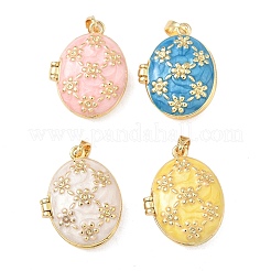 Pendentifs émaillés de médaillon en laiton&nbsp;KK-F923-03A-G