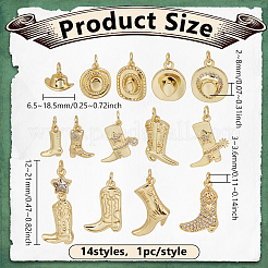 14 ciondolo in ottone micro pavé di zirconi cubici a tema cowboy&nbsp;KK-PH0014-86