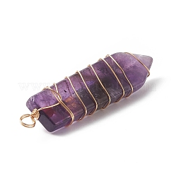 Pierres précieuses mixtes naturelles et synthétiques fil de cuivre enveloppé de gros pendentifs&nbsp;PALLOY-JF01977
