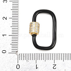 Moschettone a vite ovale in ottone micro pavé di zirconi cubici trasparenti&nbsp;KK-B167-01B-04G
