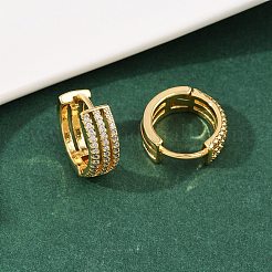 Boucles d'oreilles créoles en laiton zircon cubique micro pavé&nbsp;EJEW-L275-07G