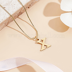 1 collar con colgante de letra de acero inoxidable 304&nbsp;NJEW-LP0001-38X-G