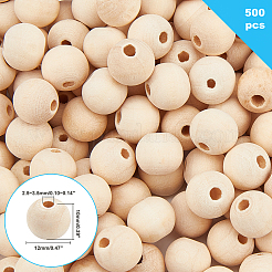 Perles en bois naturel non fini&nbsp;WOOD-PH0001-09C
