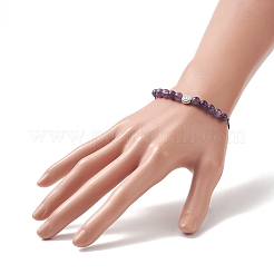 Braccialetto di perline intrecciate rotonde con pietre preziose miste naturali&nbsp;BJEW-JB09259