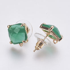 Accessoires de puces d'oreilles en verre à facettes&nbsp;GLAA-F084-C02