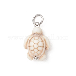 6 pendentif turquoise synthétique teint en 2 couleurs.&nbsp;PALLOY-JF05173-02