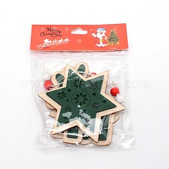 Contreplaqué sur le thème de noël avec de gros pendentifs en corde de chanvre&nbsp;WOOD-TAC0010-14