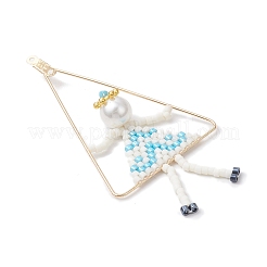 2 pz. ciondolo grande con perline di vetro fatte a mano raffigurante una ragazza che gioca sull'altalena&nbsp;PALLOY-MZ00695