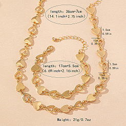 Halsketten- und Armbandsets mit Herzgliederkette aus Zinklegierung&nbsp;FS-WGBB3CC-01
