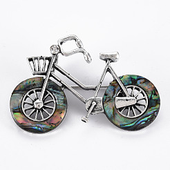 Brosche aus natürlicher Abalone-Muschel/Paua-Muschel in Fahrradform&nbsp;G-N333-010B-RS