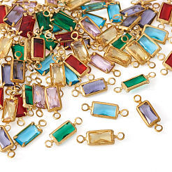 60 pz. 6 colori ottone pavé k9 connettore in vetro charms&nbsp;KK-TA0003-14