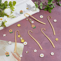 DIY Blumenbienen Legierung Emaille Anhänger Boolmarks Herstellungskits&nbsp;DIY-NB0013-97