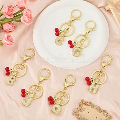 Porte-clés pendentif lettre en laiton micro pavé de zircons cubiques transparents&nbsp;KEYC-SW00015-B