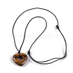 Collane di pendente naturale dell'occhio della tigre&nbsp;NJEW-K268-01D