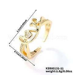 Anillos de latón con micro pavé de circonita cúbica transparente para mujer&nbsp;MW8847-1