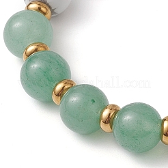 Braccialetti elasticizzati da donna rotondi con perline di avventurina verde naturale e howlite da 10.5 mm&nbsp;BJEW-JB10713
