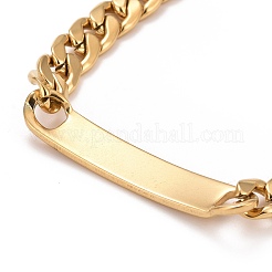 Bracelet à maillons rectangulaires en acier inoxydable 201 avec placage sous vide PVD et chaînes gourmettes pour hommes et femmes&nbsp;STAS-E160-26G