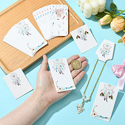 120 stücke 4 arten bunte feder gedruckt karton papier schmuck display karten für ohrringe halsketten armbänder&nbsp;CDIS-YW0001-13