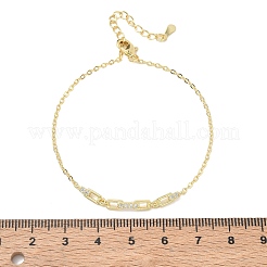 Bracelets à maillons rectangulaires en laiton micro pavé et zircone cubique transparente&nbsp;KK-CBA6980-15G