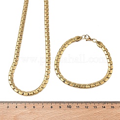 Sets aus Halsketten und Armbändern aus Edelstahl 304 mit Kastenkette&nbsp;SJEW-D091-12G