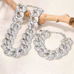Set collana e braccialetti con catena a maglie CCB elettroplaccata&nbsp;SJEW-G084-01P