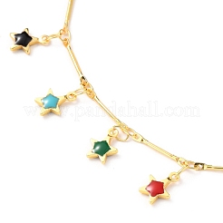 Cavigliere con ciondolo stella in ottone smaltato&nbsp;AJEW-AN00344-04