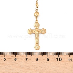 Kruzifix Kreuz mit ovalen Rosenkranz Perlenkette&nbsp;NJEW-E070-33G-1