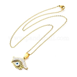 201 Edelstahl Kristall Strass Böse Augen Anhänger Kabelkette Halsketten&nbsp;NJEW-Q002-03G