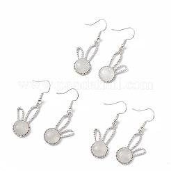 Orecchini pendenti con coniglio in cristallo di quarzo naturale&nbsp;EJEW-A092-05P-20
