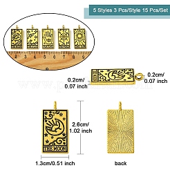 15 pz 5 stili pendenti in lega di stile tibetano&nbsp;TIBEP-YW0001-76AG
