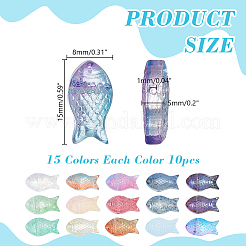 150 Stück 15 Farben transparent gespritzte Glasperlen&nbsp;GLAA-AR0001-85